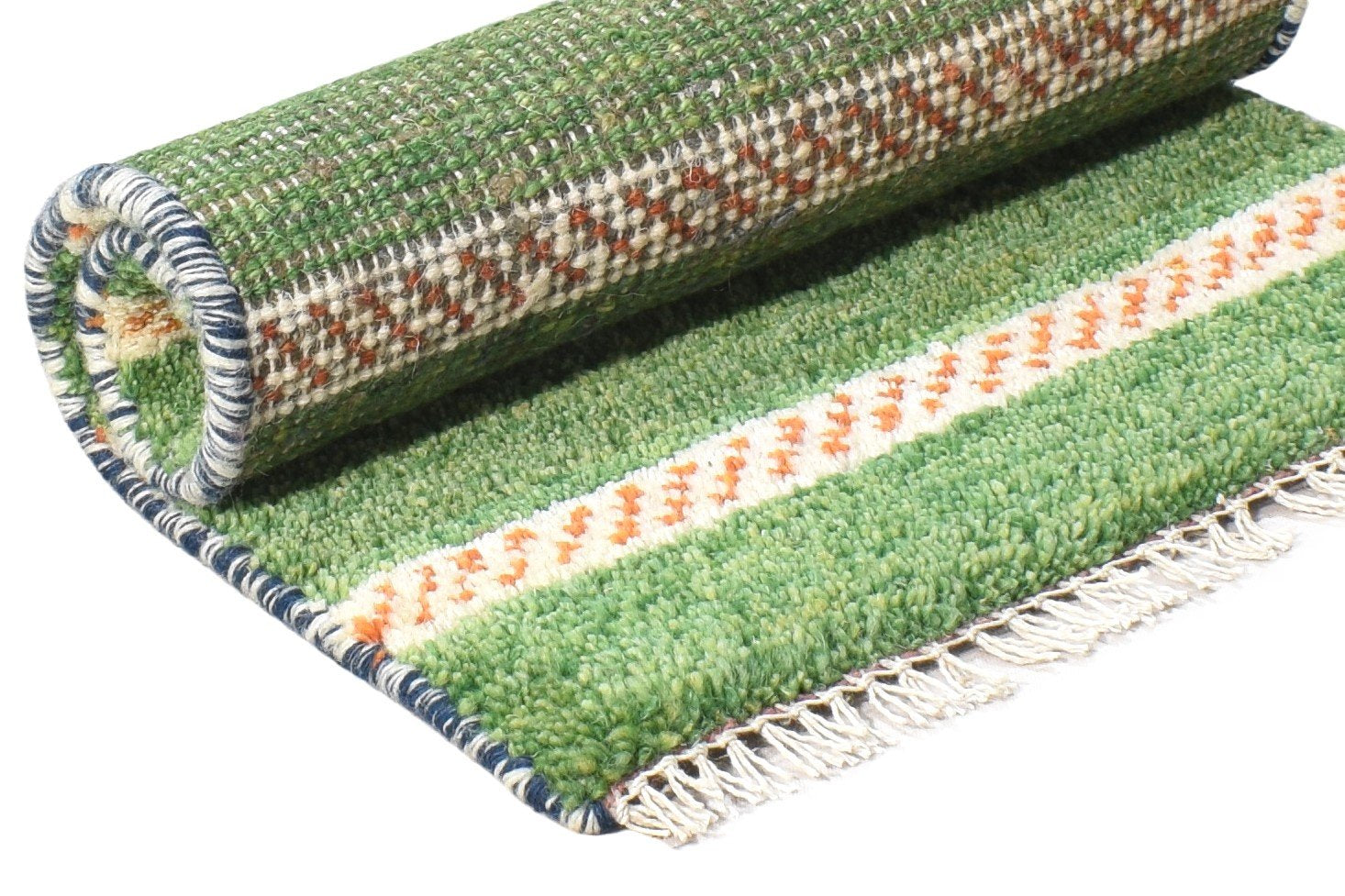 100% Wool Green Rug 1' X 2' Tribal Hand Knotted Gabbeh Southwestern Small Carpet 7864506253461
