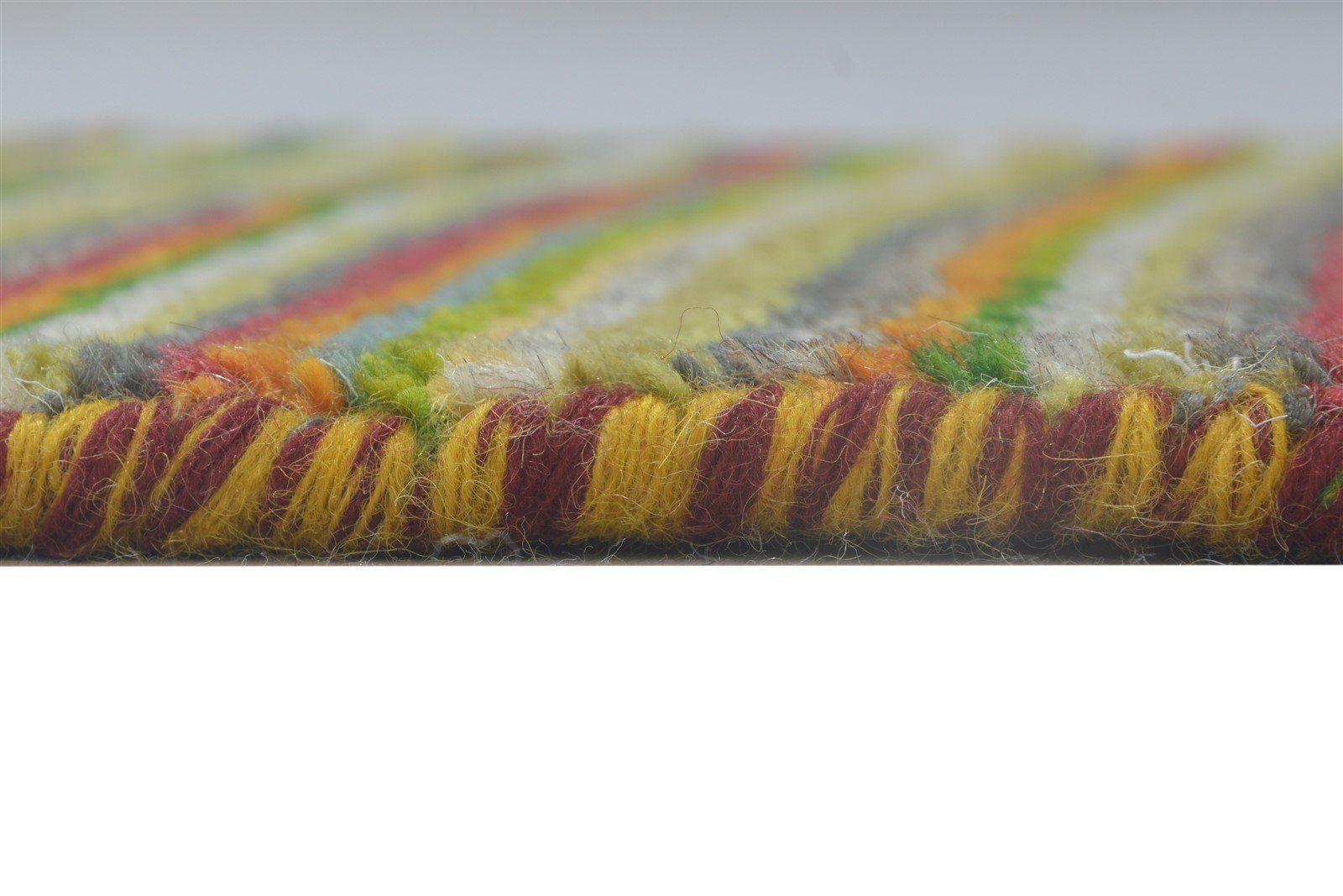 100% Wool Green Rug 1X2 Modern Hand Knotted Scandinavian Striped Small Carpet 7864205115541