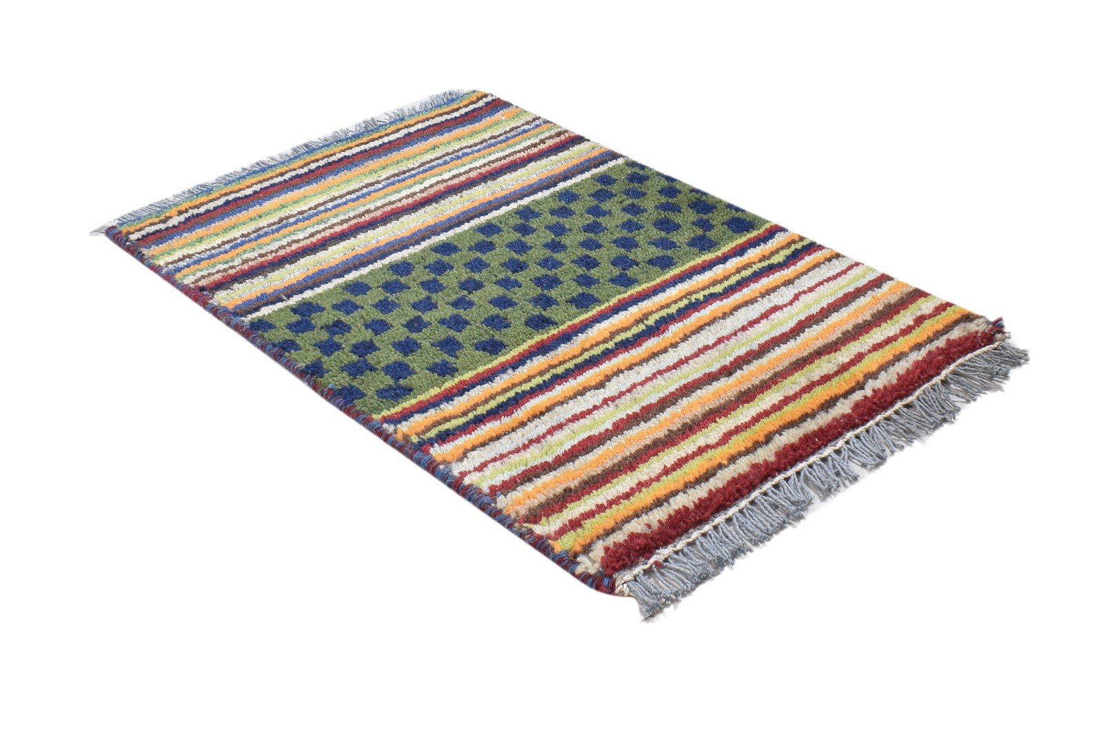 100% Wool Green Rug 1X2 Persian Hand Knotted Gabbeh Southwestern Small Carpet 7864203575445