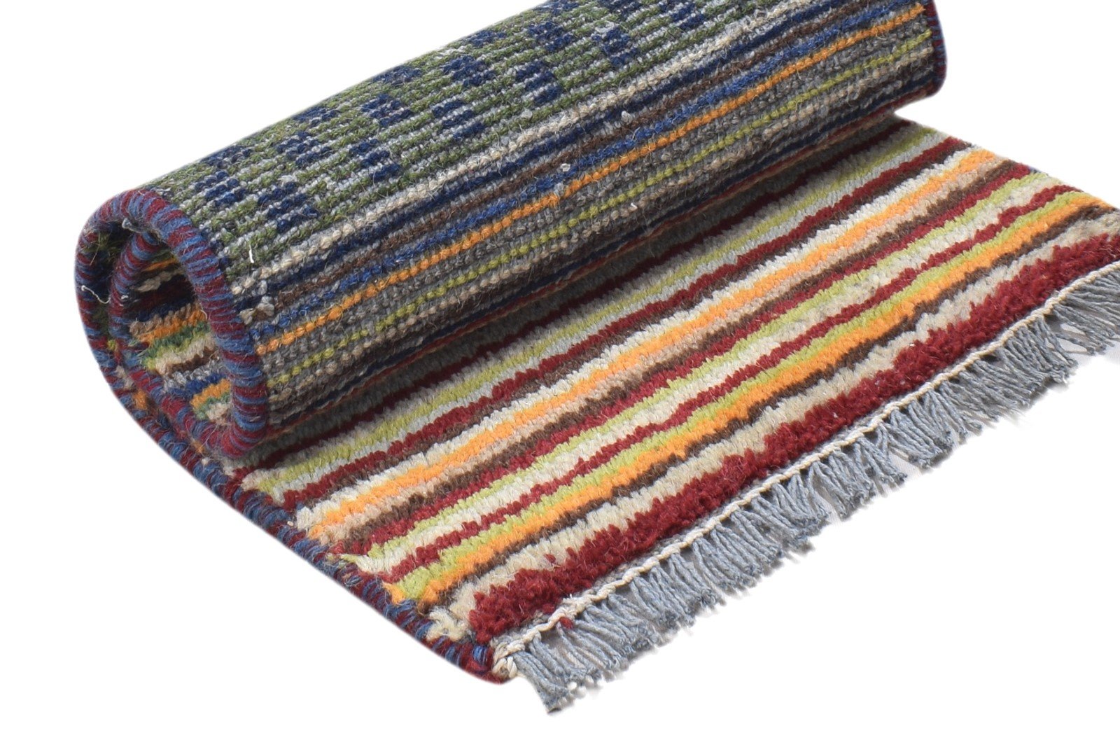 100% Wool Green Rug 1X2 Persian Hand Knotted Gabbeh Southwestern Small Carpet 7864203575445