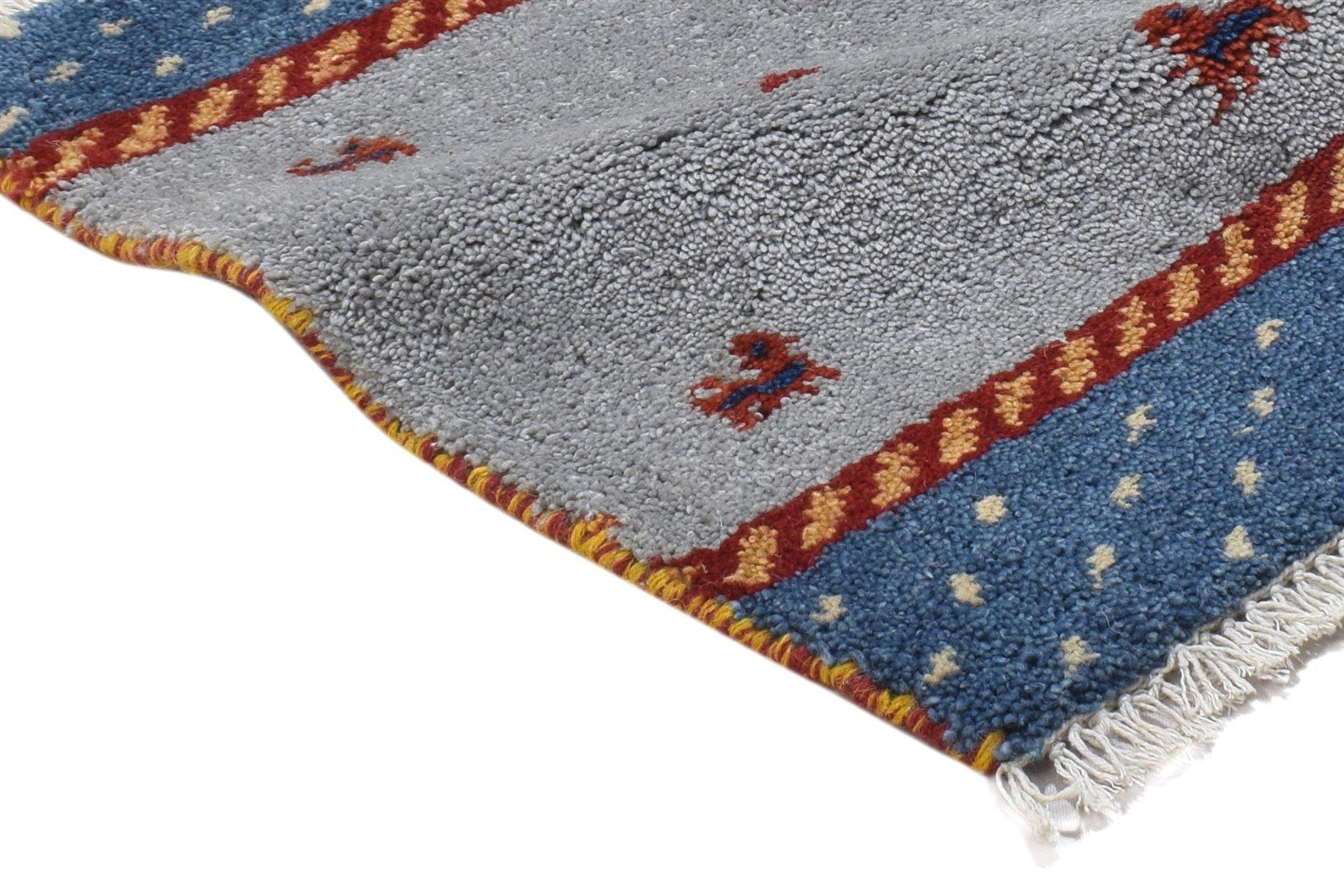 100% Wool Grey Rug 1' X 2' Persian Hand Knotted Gabbeh Southwestern Small Carpet 7864204066965