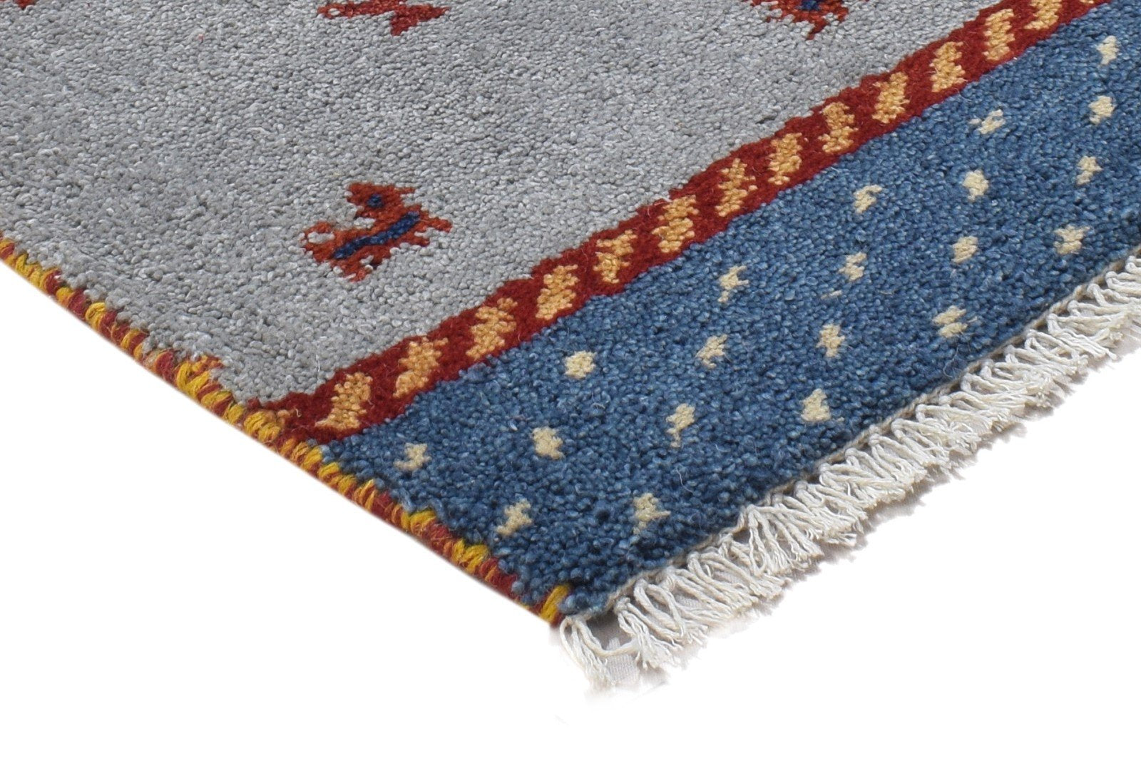 100% Wool Grey Rug 1' X 2' Persian Hand Knotted Gabbeh Southwestern Small Carpet 7864204066965