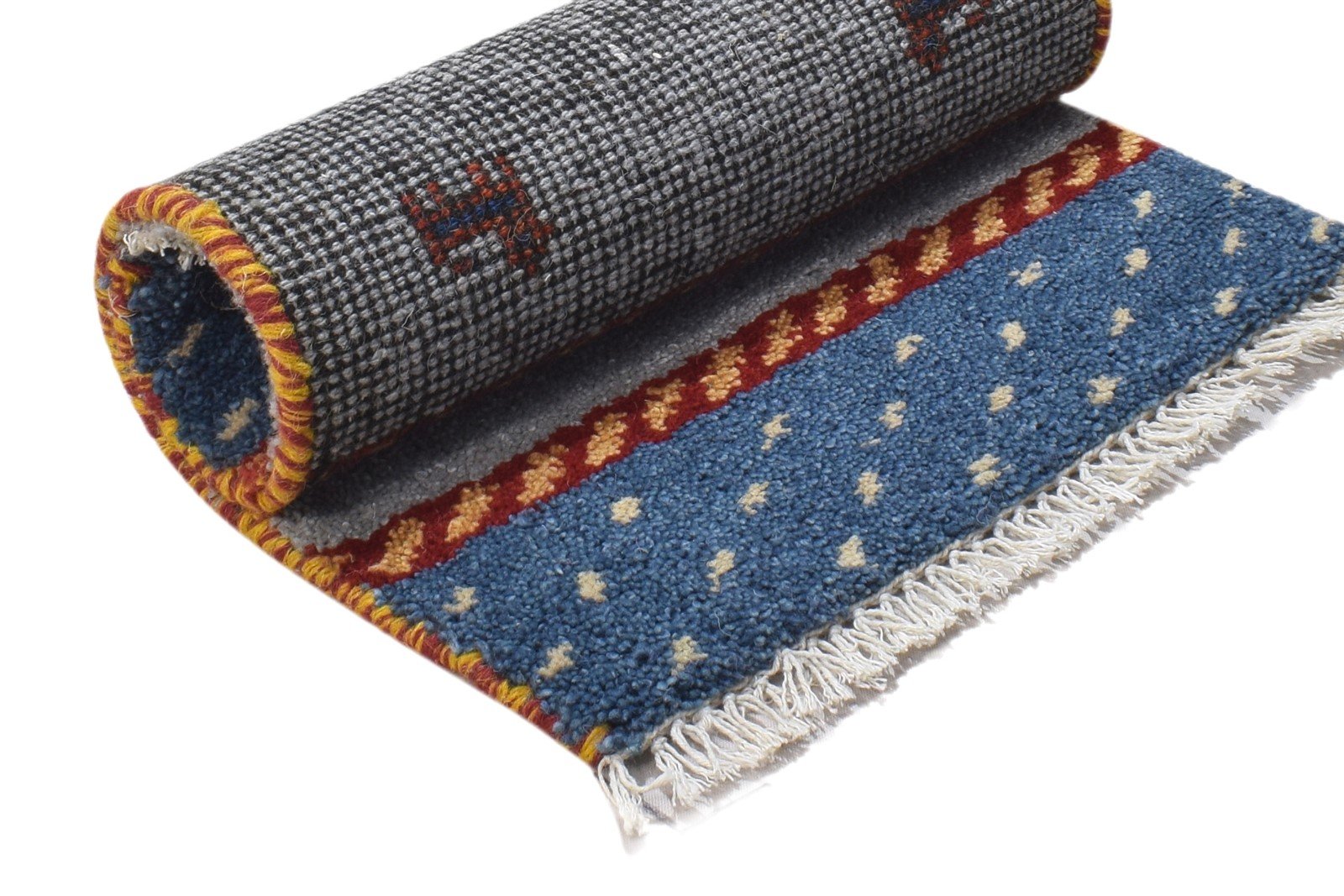 100% Wool Grey Rug 1' X 2' Persian Hand Knotted Gabbeh Southwestern Small Carpet 7864204066965