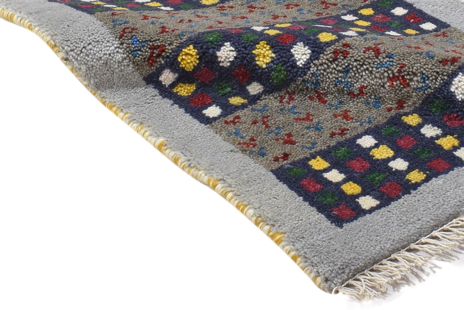 100% Wool Grey Rug 1' X 2' Persian Hand Knotted Gabbeh Southwestern Small Carpet 7864206524565