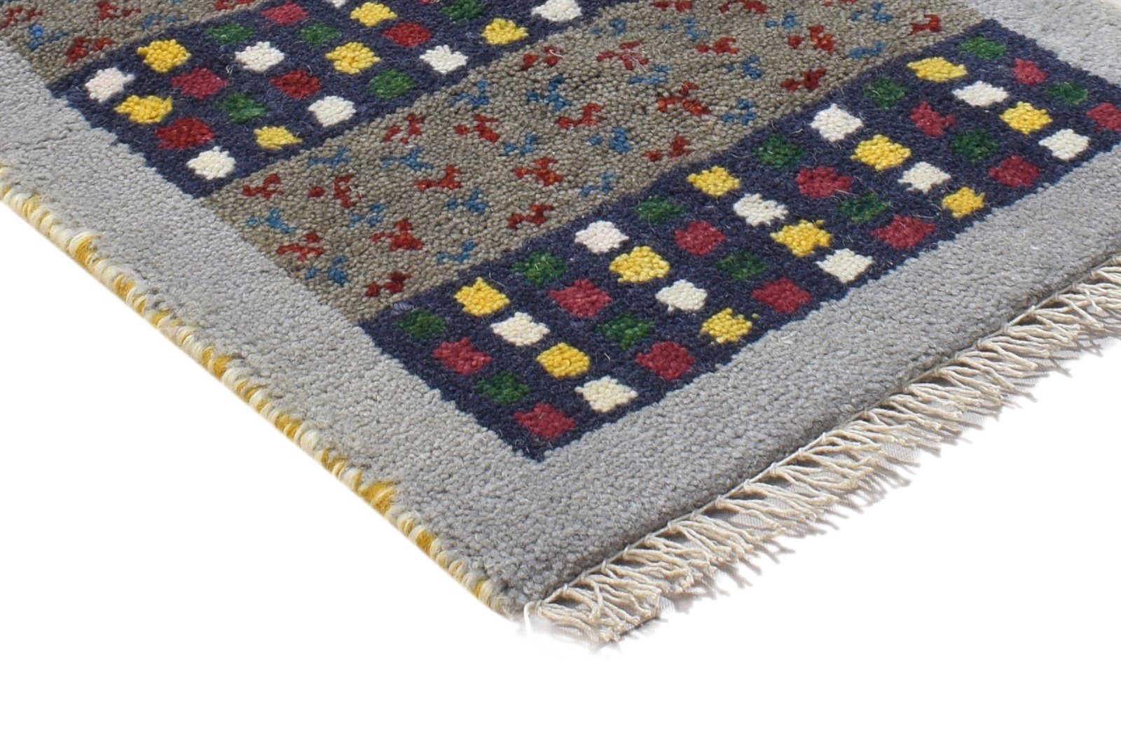 100% Wool Grey Rug 1' X 2' Persian Hand Knotted Gabbeh Southwestern Small Carpet 7864206524565