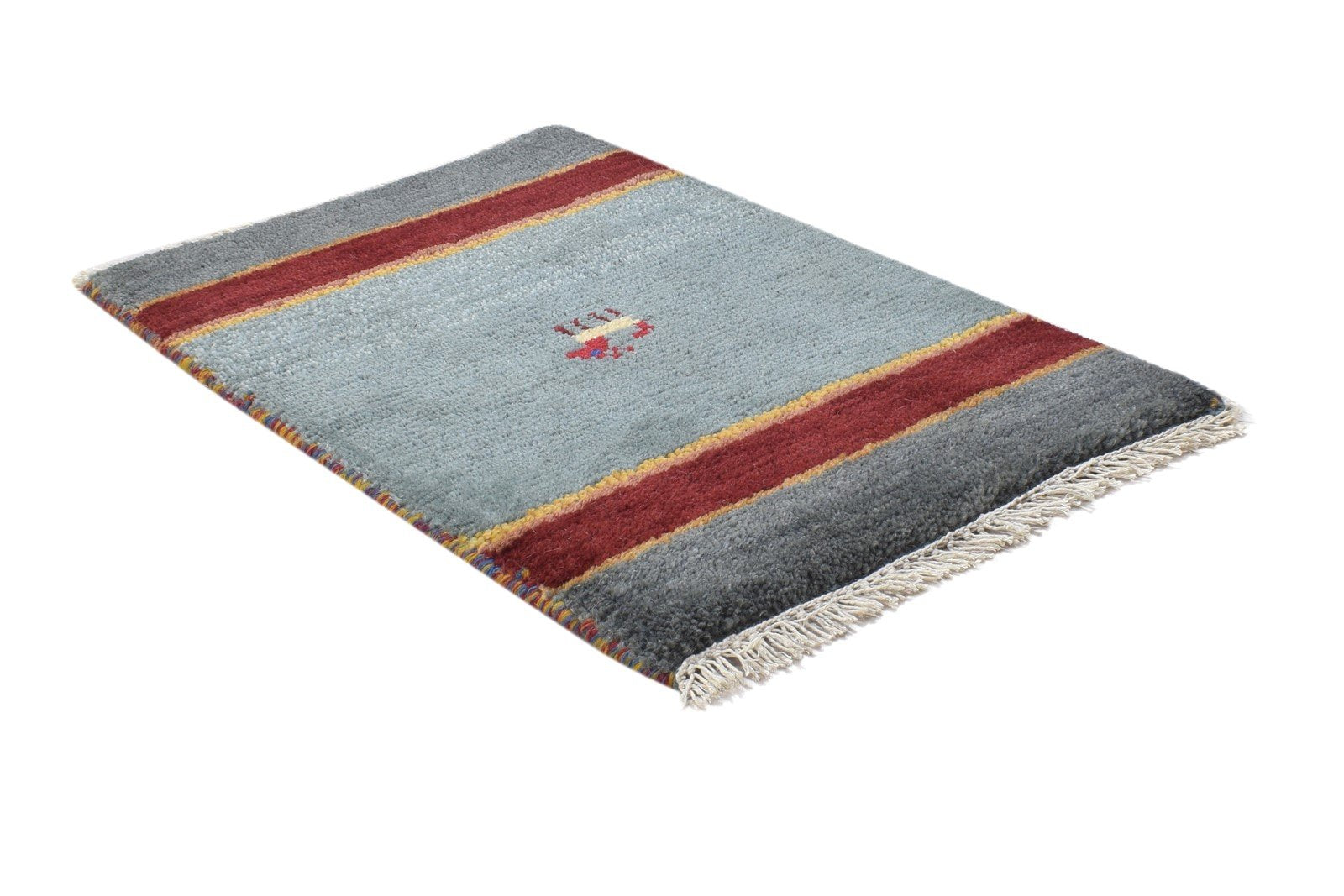 100% Wool Grey Rug 1' X 2' Persian Hand Knotted Gabbeh Southwestern Small Carpet 7864213307541