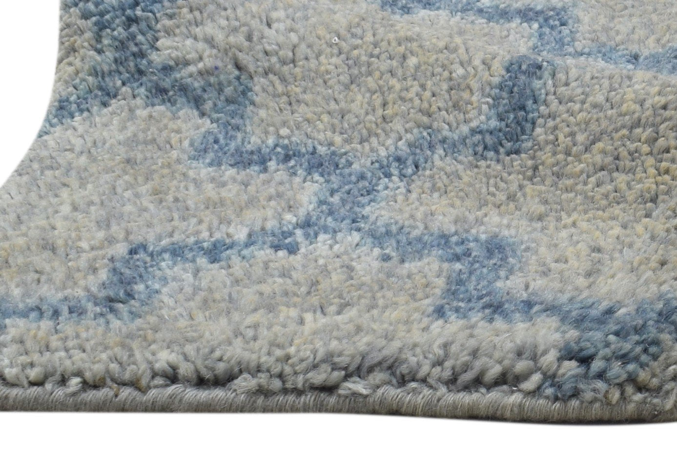 100% Wool Grey Rug 1' X 2' Shag Hand Knotted Moroccan Scroll Tile Small Carpet 7864334188693