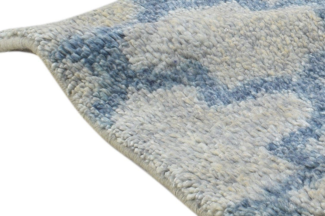 100% Wool Grey Rug 1' X 2' Shag Hand Knotted Moroccan Scroll Tile Small Carpet 7864334188693