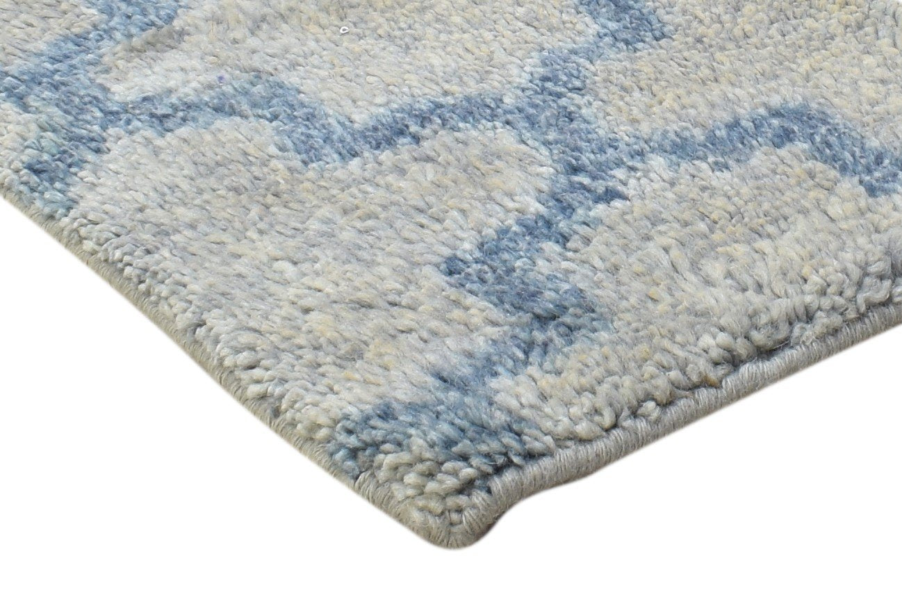 100% Wool Grey Rug 1' X 2' Shag Hand Knotted Moroccan Scroll Tile Small Carpet 7864334188693