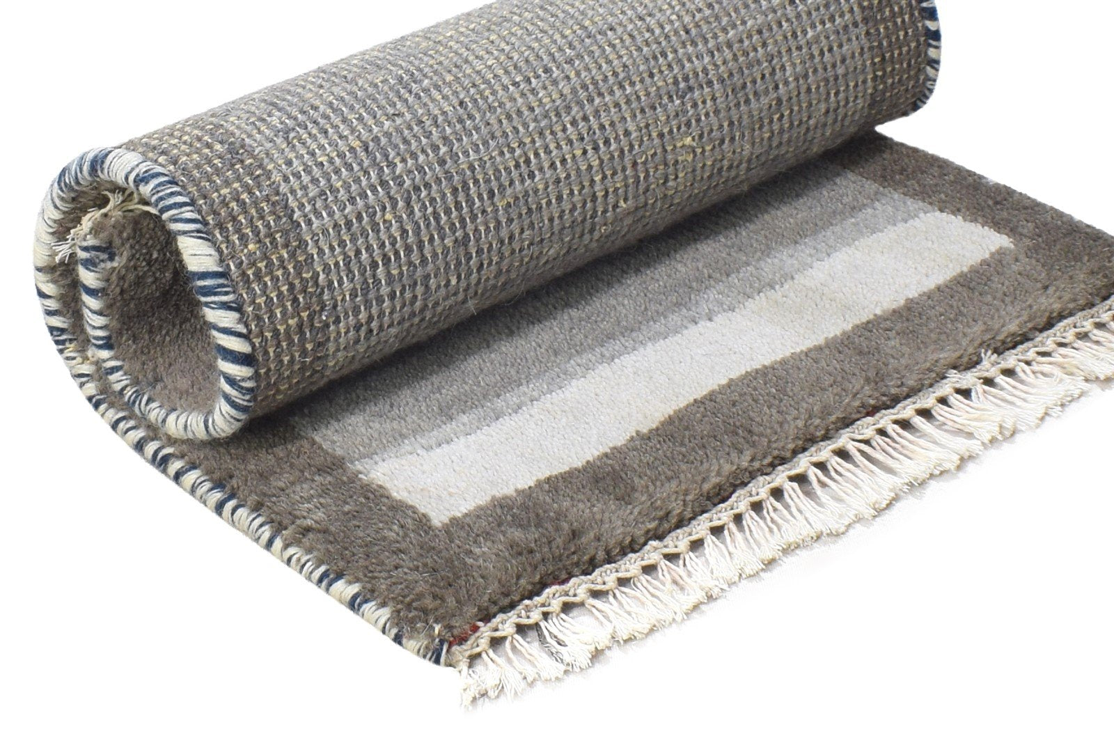 100% Wool Grey Rug 1' X 2' Tribal Hand Knotted Gabbeh Southwestern Small Carpet 7864499110037