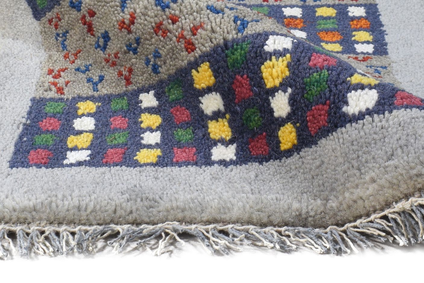 100% Wool Grey Rug 1' X 2' Tribal Hand Knotted Gabbeh Southwestern Small Carpet 7864504549525