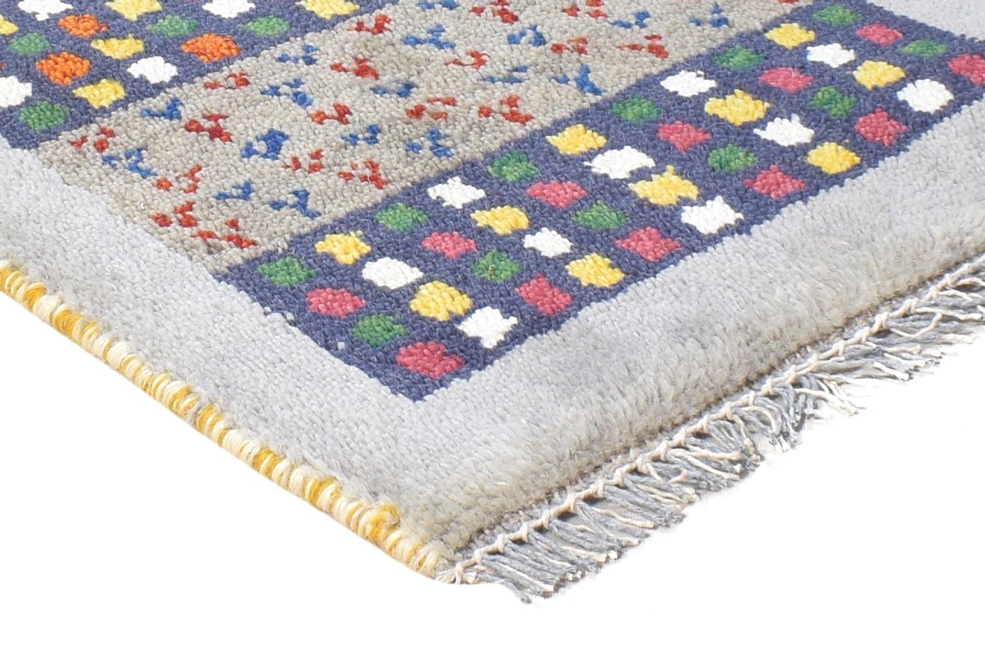 100% Wool Grey Rug 1' X 2' Tribal Hand Knotted Gabbeh Southwestern Small Carpet 7864504549525