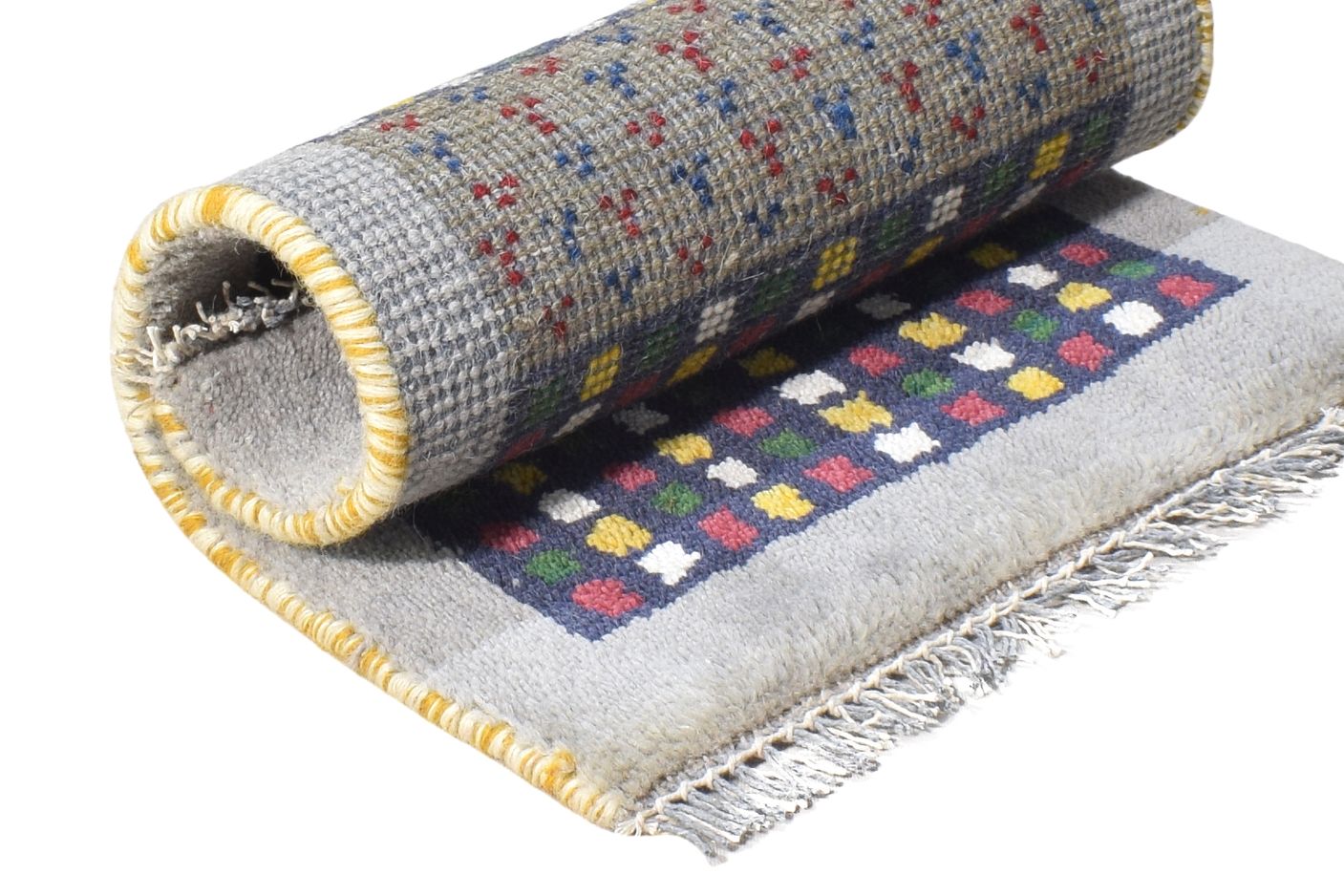 100% Wool Grey Rug 1' X 2' Tribal Hand Knotted Gabbeh Southwestern Small Carpet 7864504549525