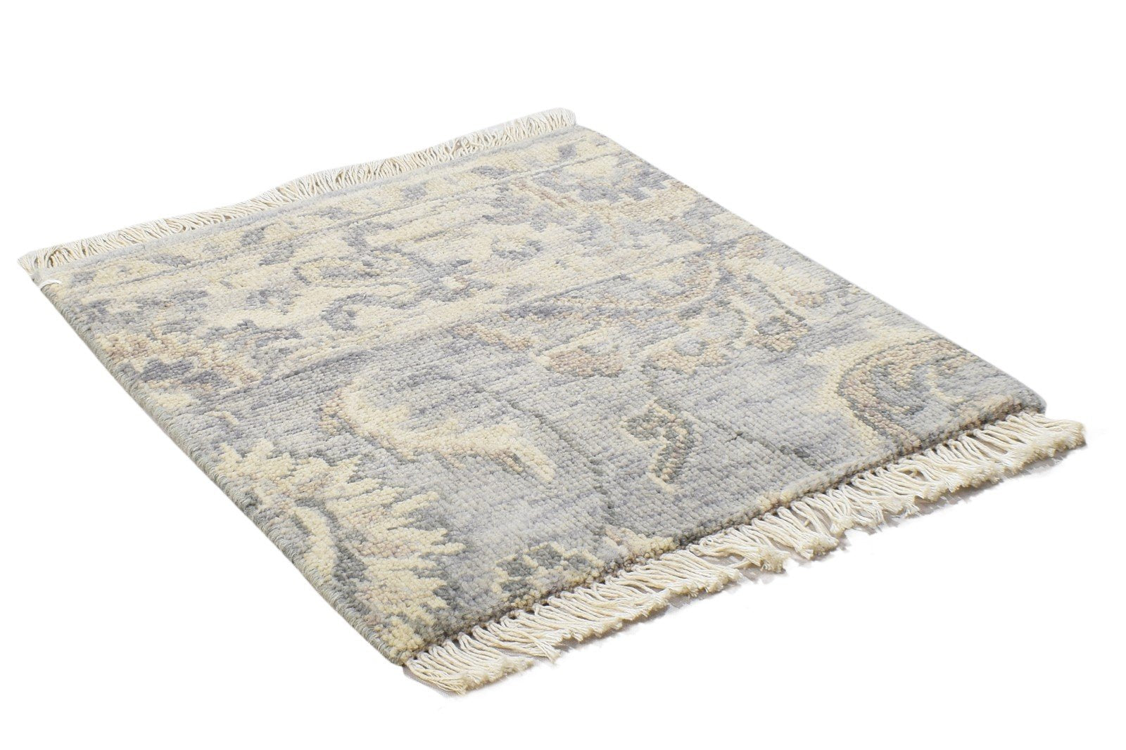 100% Wool Grey Rug 2' X 2' Persian Hand Knotted Oushak Oriental Small Square 7864120410261