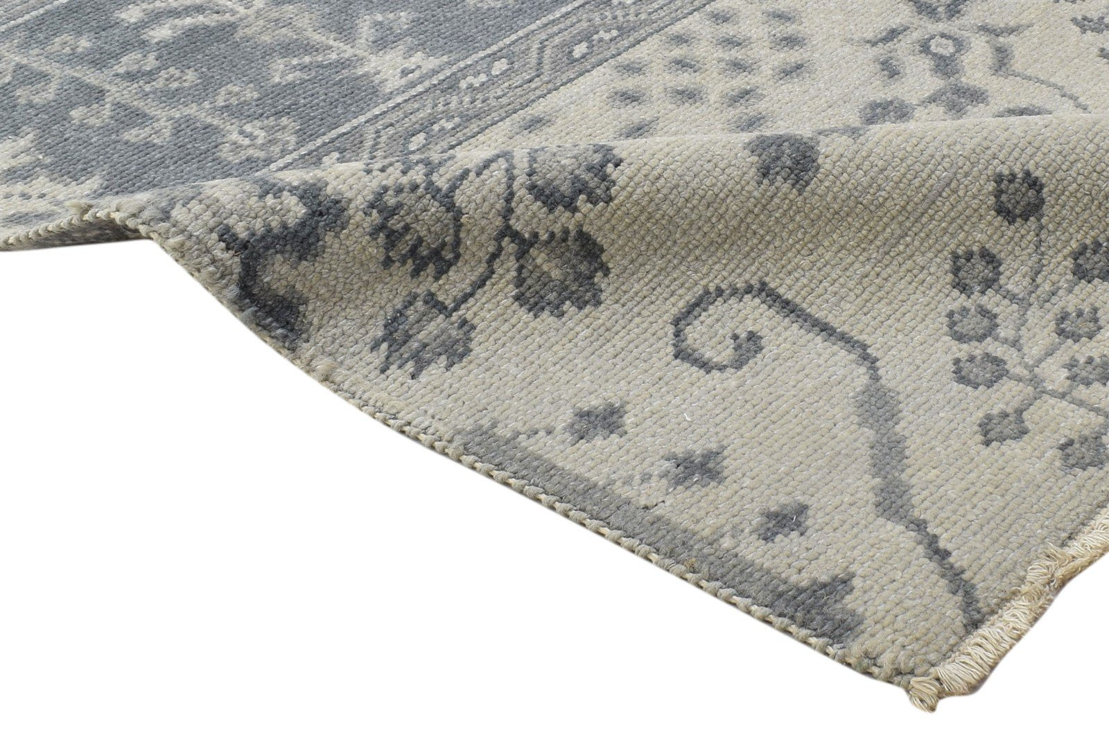 100% Wool Grey Rug 3X3 Persian Hand Knotted Sarouk-Indian Oriental Room Size 7864086495381