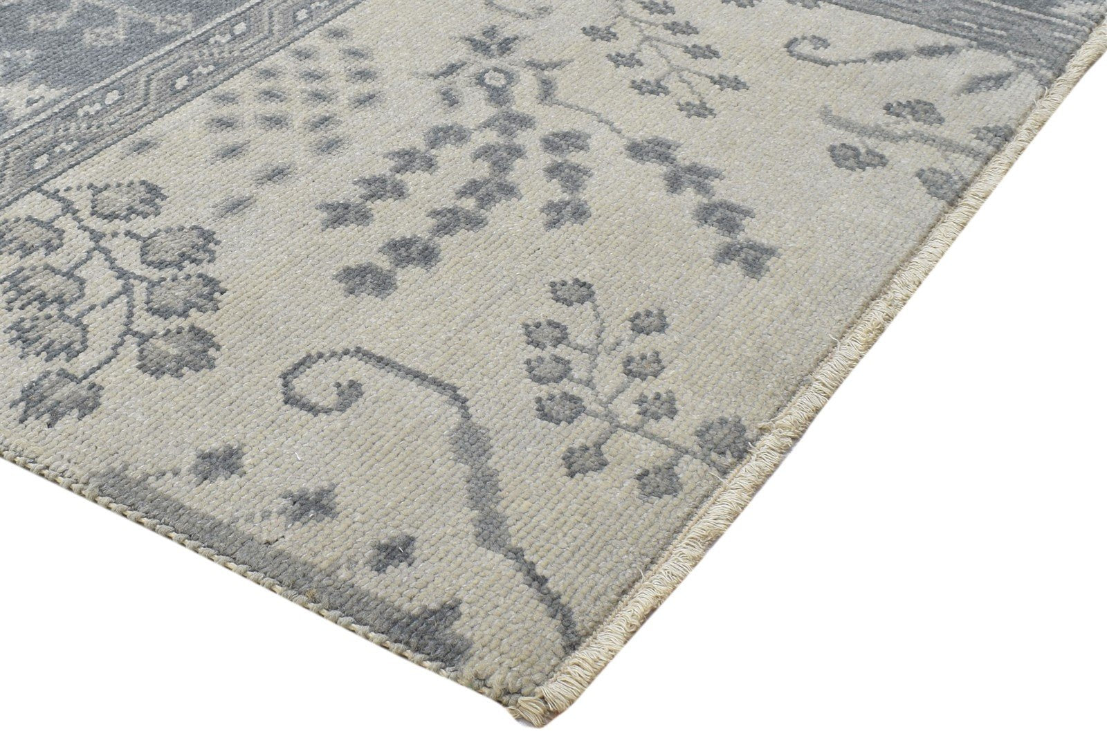 100% Wool Grey Rug 3X3 Persian Hand Knotted Sarouk-Indian Oriental Room Size 7864086495381