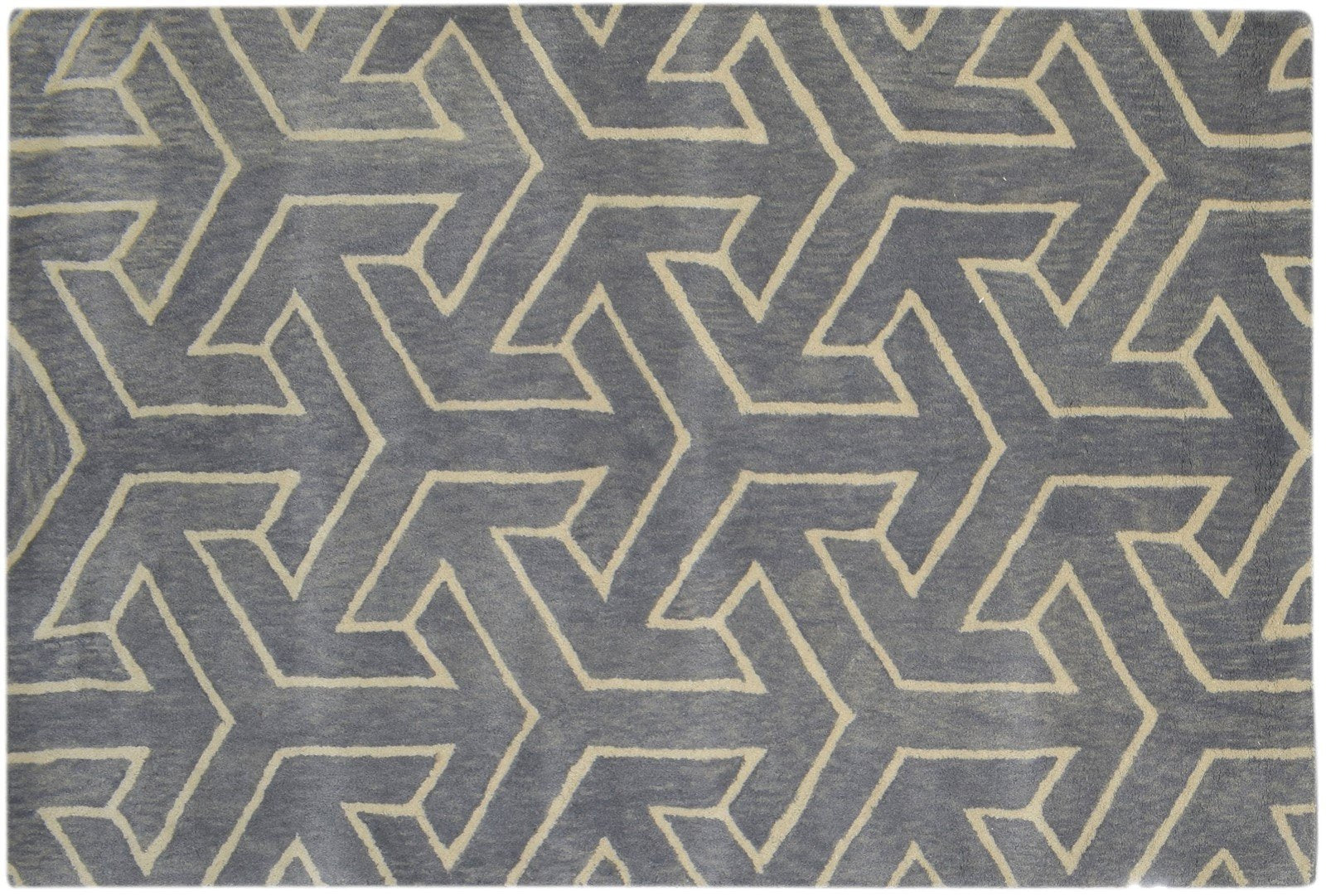 100% Wool Grey Rug 4X6 Modern Hand Tufted Scandinavian Arrow Room Size Carpet 7864083415189
