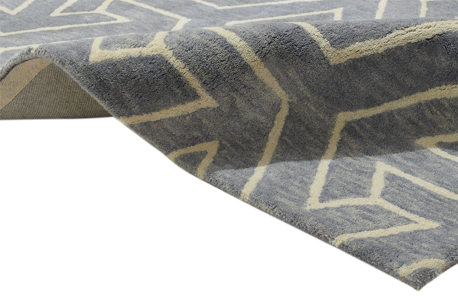 100% Wool Grey Rug 4X6 Modern Hand Tufted Scandinavian Arrow Room Size Carpet 7864083480725