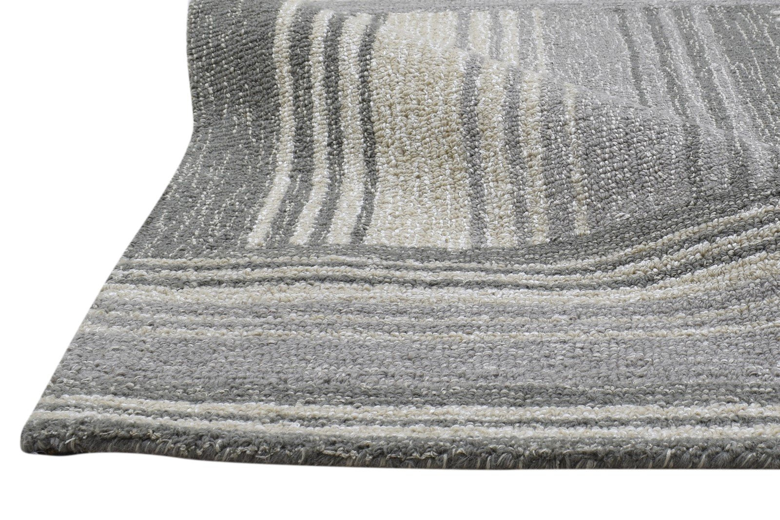 100% Wool Grey Rug 5X8 Modern Hand Tufted Scandinavian Plaids Room Size Carpet 7864085282965
