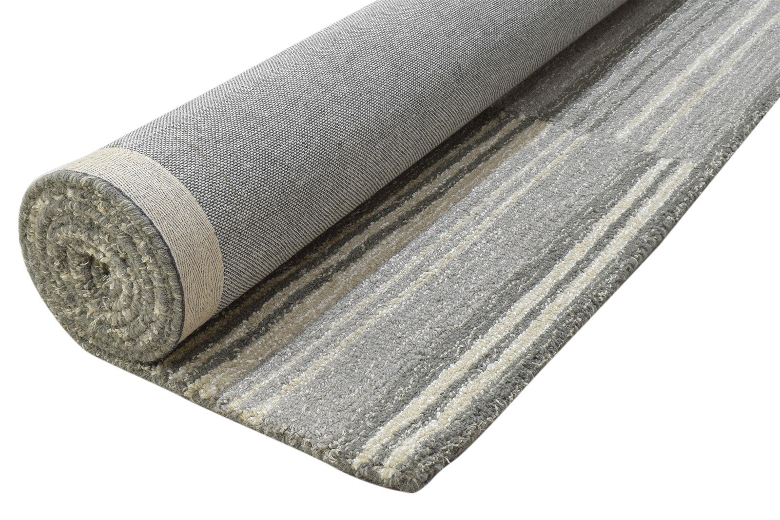100% Wool Grey Rug 5X8 Modern Hand Tufted Scandinavian Plaids Room Size Carpet 7864085282965