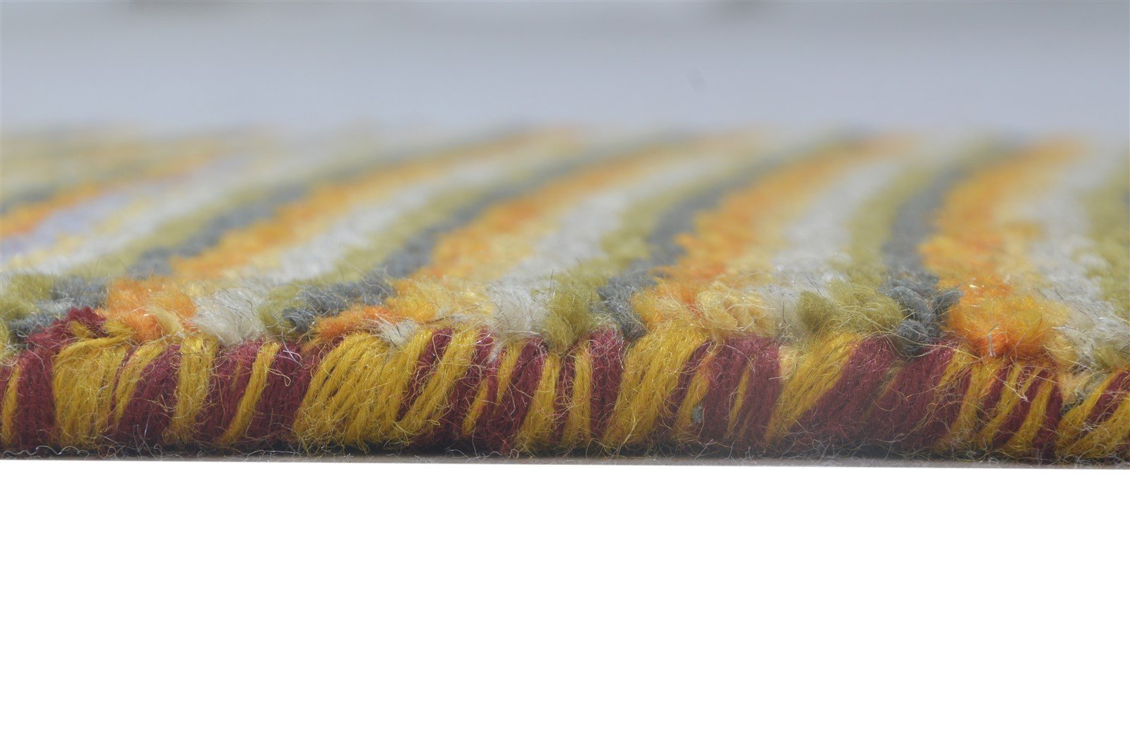 100% Wool Orange Rug 1X2 Modern Hand Knotted Scandinavian Striped Small Carpet 7864203739285