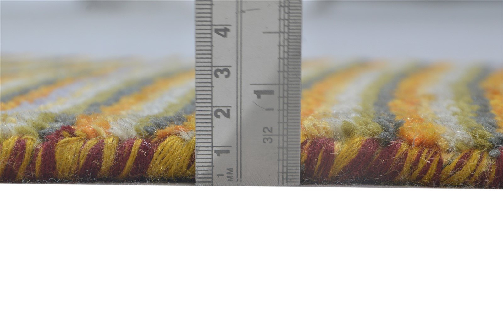 100% Wool Orange Rug 1X2 Modern Hand Knotted Scandinavian Striped Small Carpet 7864203739285