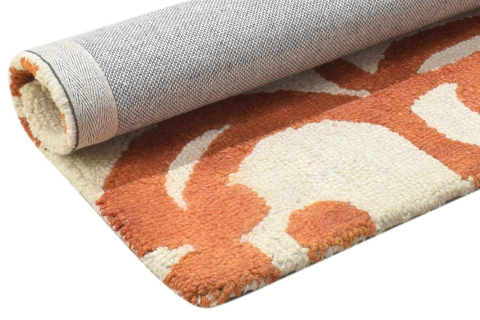 100% Wool Orange Rug 2' X 2' Modern Hand Tufted Moroccan Floral Small Square 7864128209045