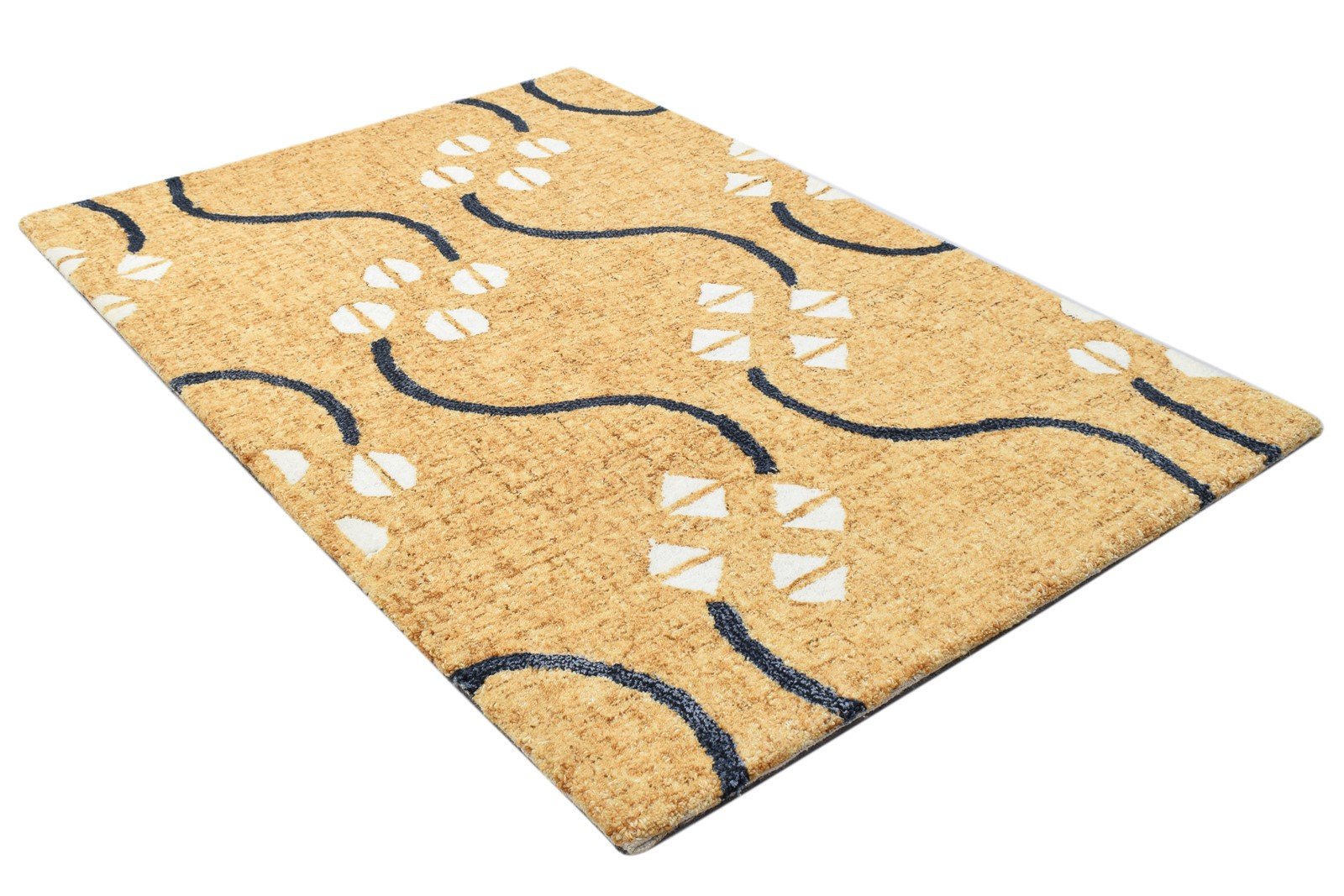 100% Wool Orange Rug 2' X 3' Modern Hand Tufted French Trellis Small Carpet 7864138072213
