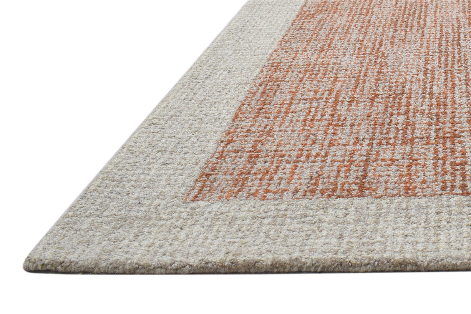 100% Wool Orange Rug 3X5 Modern Hand Tufted Scandinavian Bordered Room Size 7864143282325