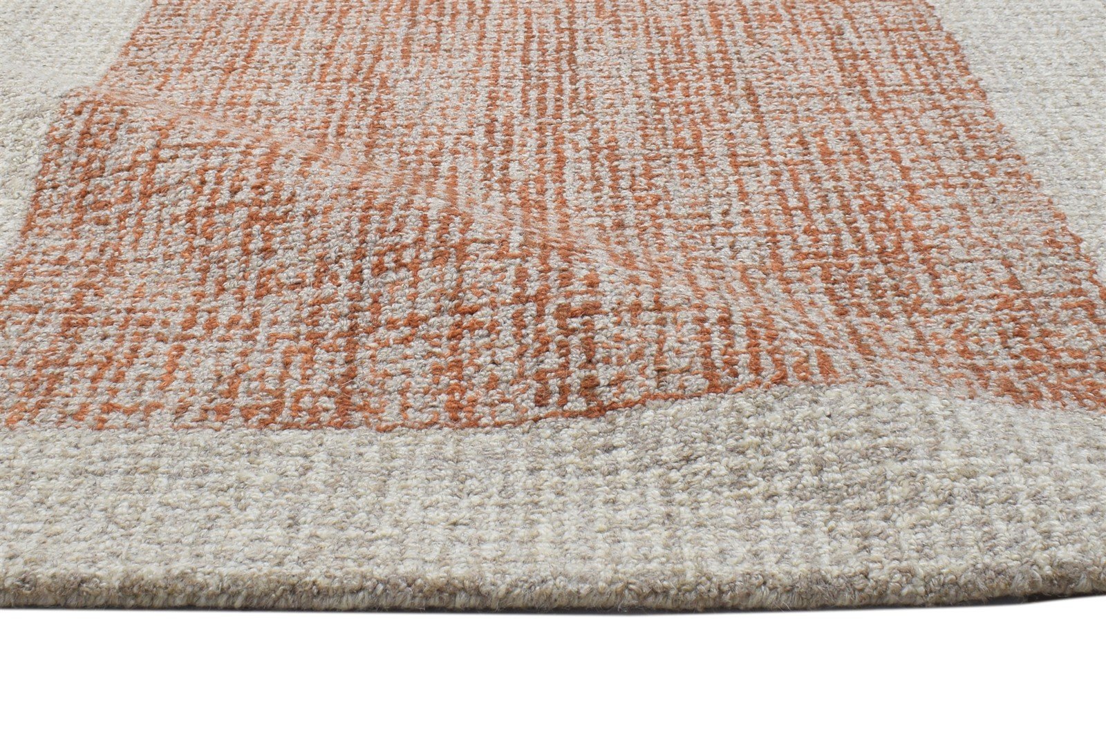 100% Wool Orange Rug 3X5 Modern Hand Tufted Scandinavian Bordered Room Size 7864143282325