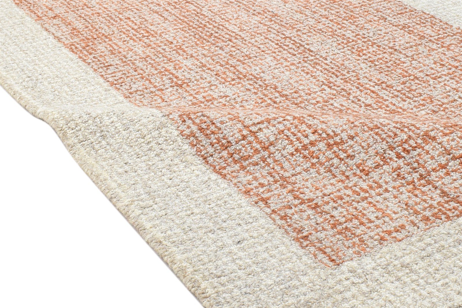 100% Wool Orange Rug 3X5 Modern Hand Tufted Scandinavian Bordered Room Size 7864143282325