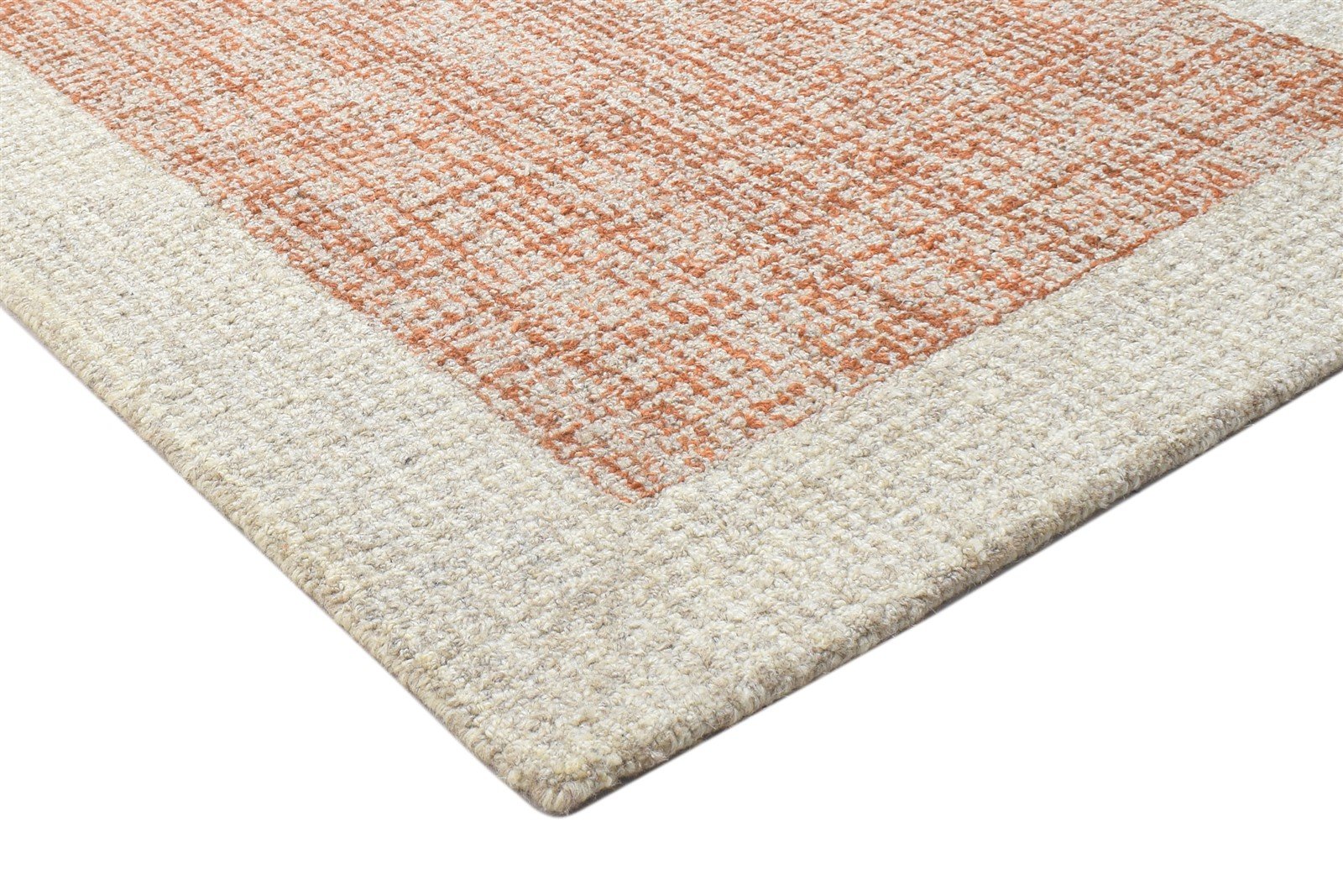 100% Wool Orange Rug 3X5 Modern Hand Tufted Scandinavian Bordered Room Size 7864143282325