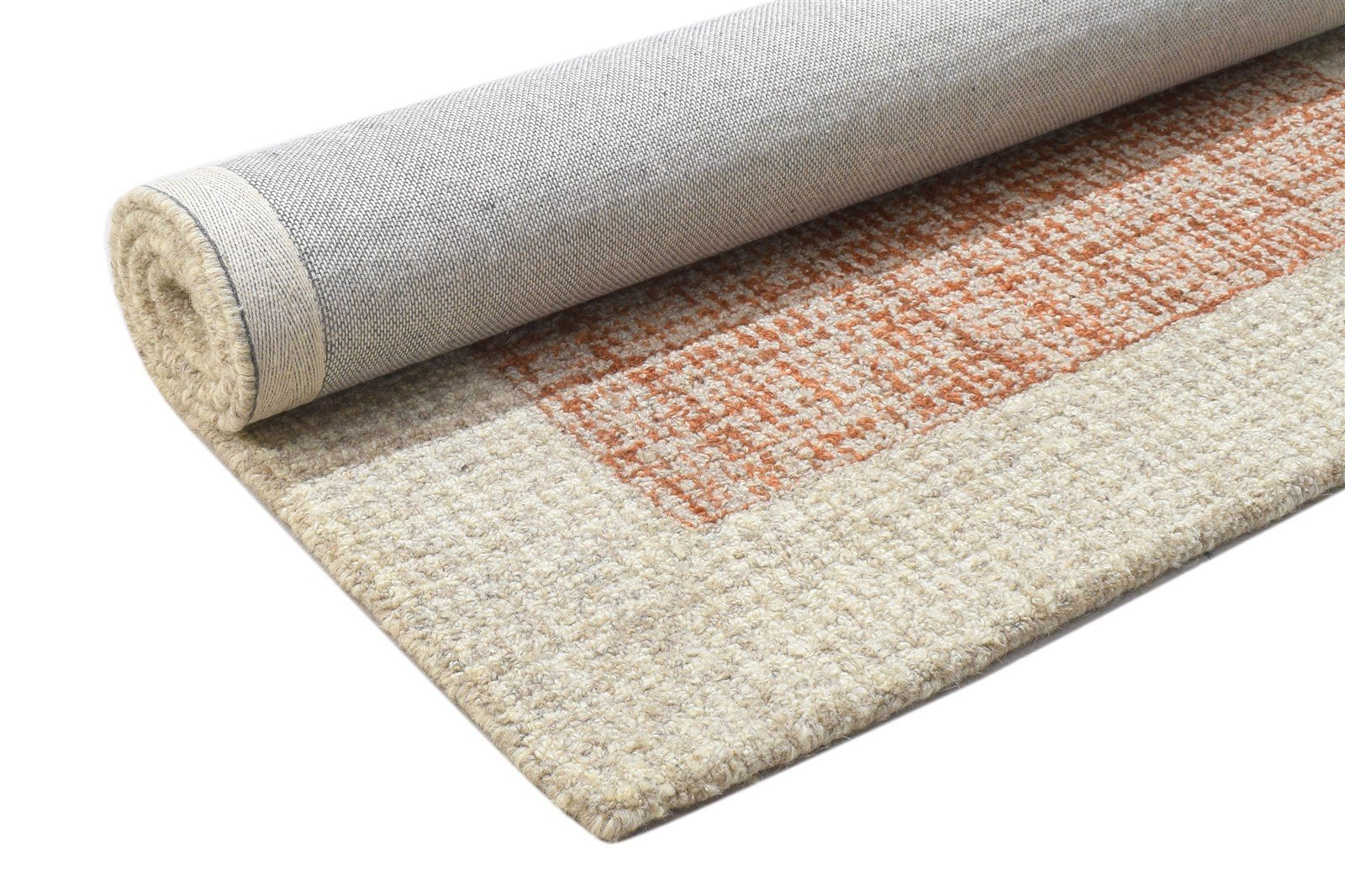 100% Wool Orange Rug 3X5 Modern Hand Tufted Scandinavian Bordered Room Size 7864143282325