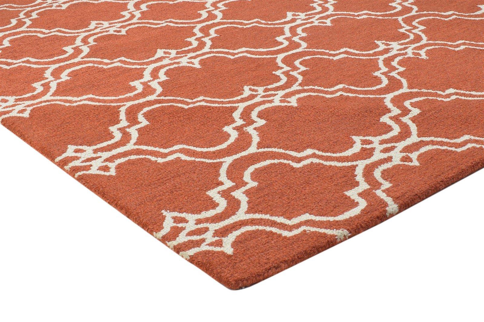 100% Wool Orange Rug 4X6 Modern Hand Tufted Moroccan Trellis Room Size Carpet 7864307253397