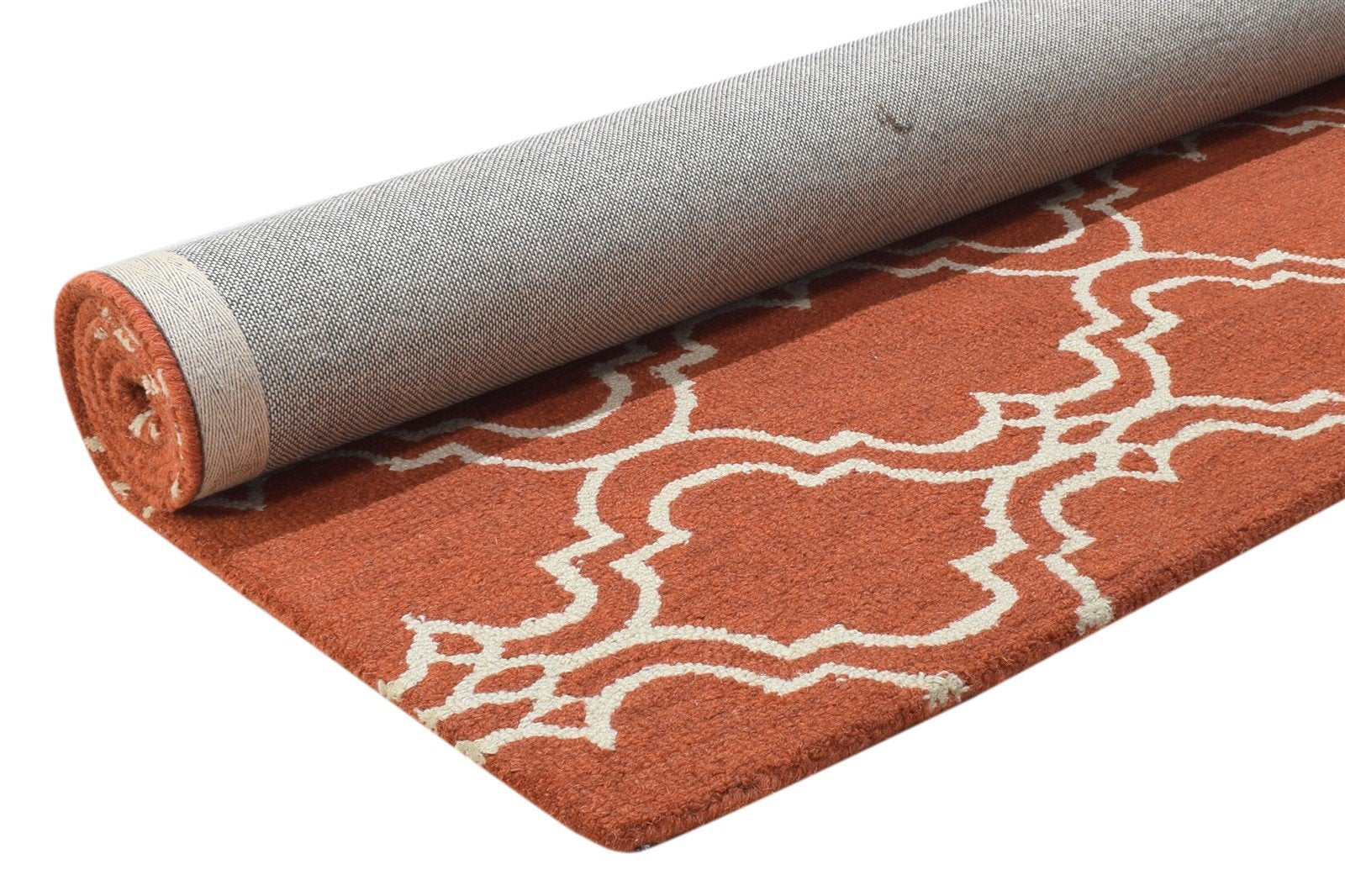 100% Wool Orange Rug 4X6 Modern Hand Tufted Moroccan Trellis Room Size Carpet 7864307253397