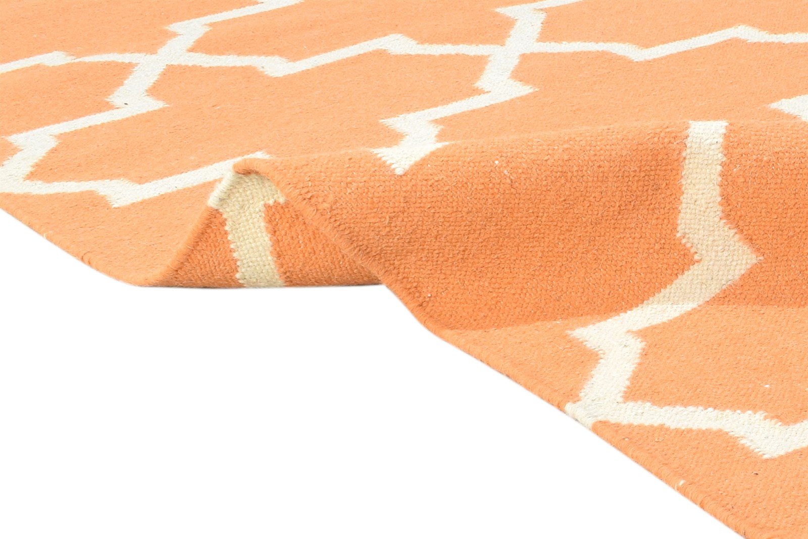 100% Wool Orange Rug 5' X 7' Modern Dhurrie Moroccan Trellis Room Size Carpet 7864466276501