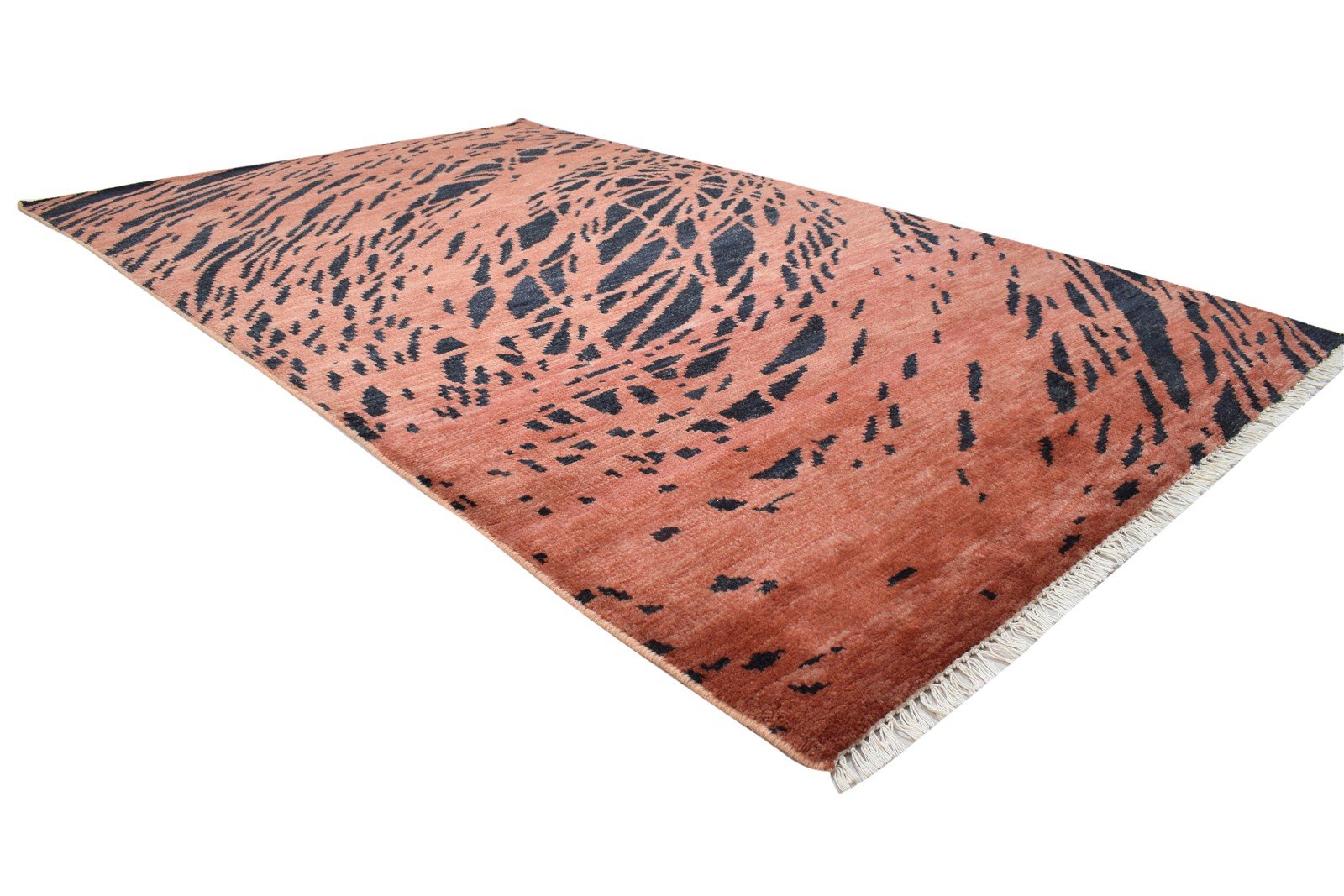 100% Wool Orange Rug 5' X 8' Modern Hand Knotted Indian Galaxy Room Size Carpet 7864088559765