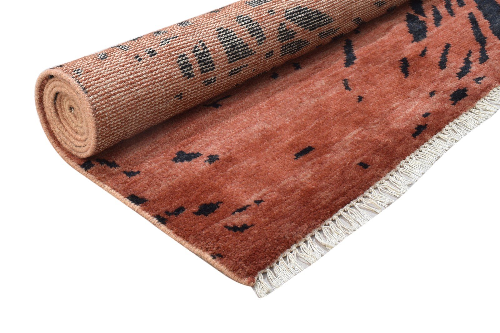 100% Wool Orange Rug 5' X 8' Modern Hand Knotted Indian Galaxy Room Size Carpet 7864088559765