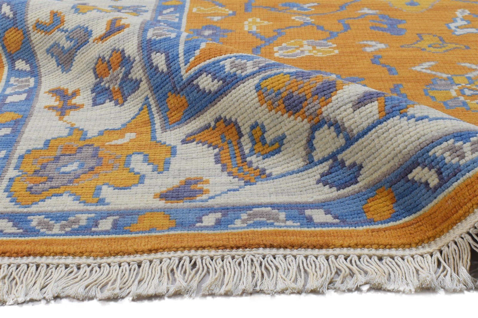100% Wool Orange Rug 5X8 Persian Hand Knotted Oushak Oriental Room Size Carpet 7864418271381