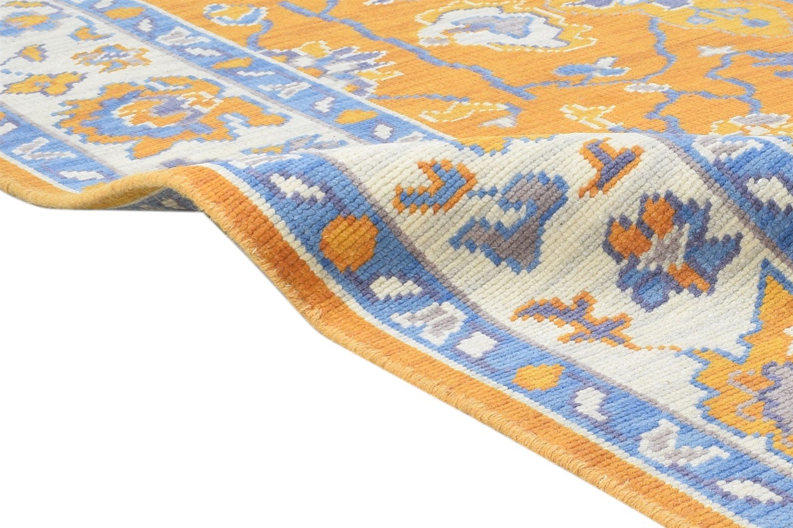 100% Wool Orange Rug 5X8 Persian Hand Knotted Oushak Oriental Room Size Carpet 7864418271381