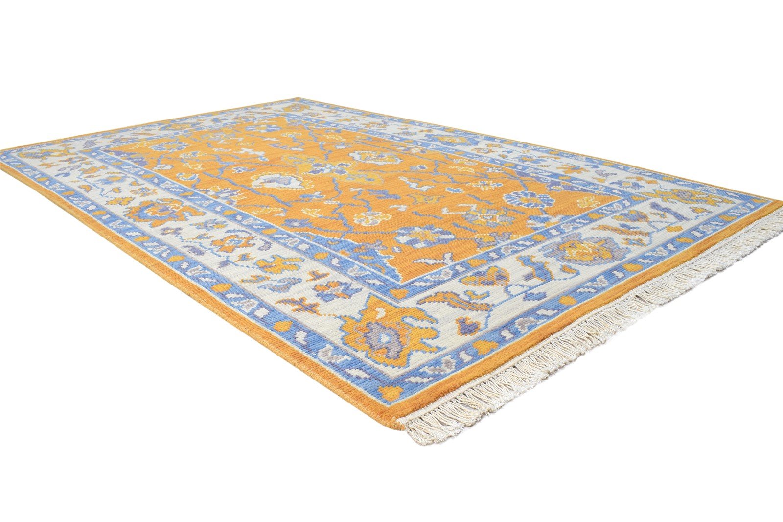 100% Wool Orange Rug 5X8 Persian Hand Knotted Oushak Oriental Room Size Carpet 7864418271381
