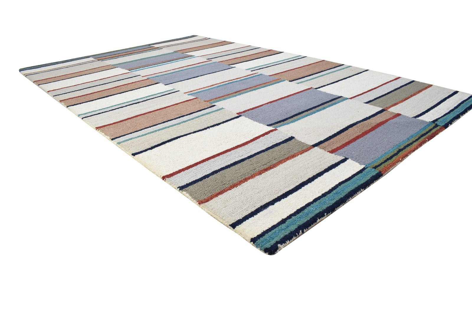 Amii 100% Wool Peach Rug 5X8 Modern Hand Tufted Scandinavian Striped 7864270323861