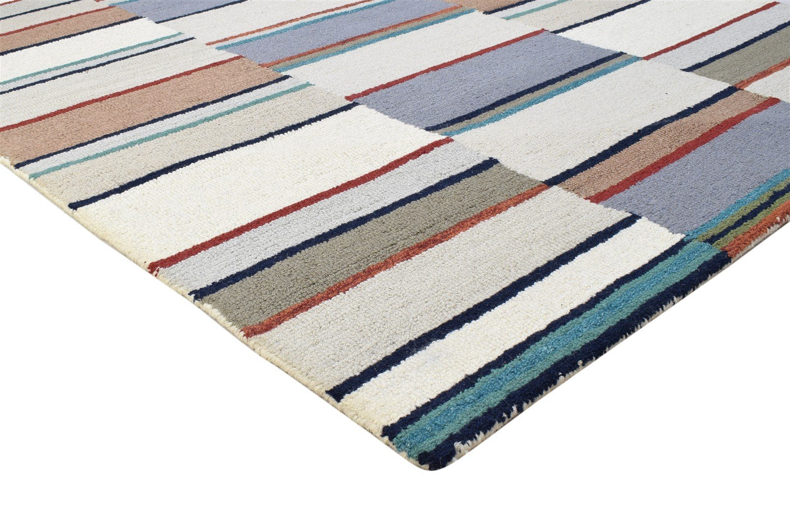 Amii 100% Wool Peach Rug 5X8 Modern Hand Tufted Scandinavian Striped 7864270323861