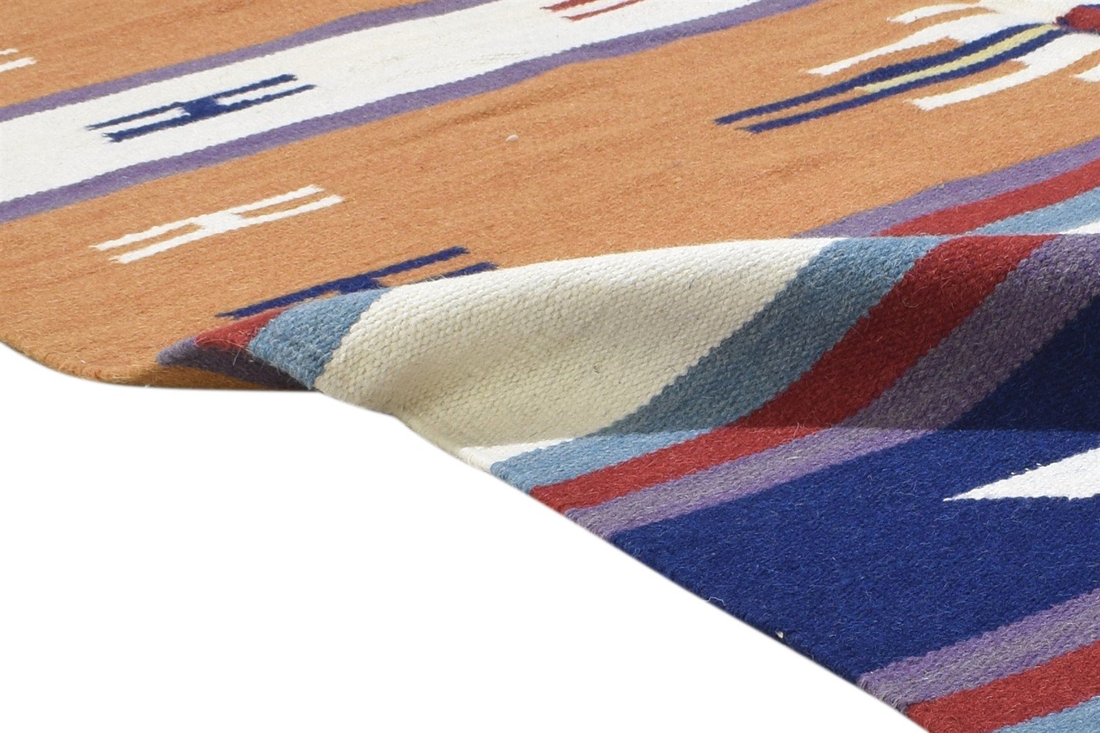 100% Wool Peach Rug 6' X 9' Persian Dhurrie Oriental Tribal Room Size Carpet 7864353751189