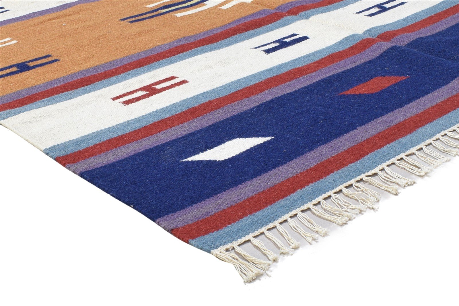 100% Wool Peach Rug 6' X 9' Persian Dhurrie Oriental Tribal Room Size Carpet 7864353751189