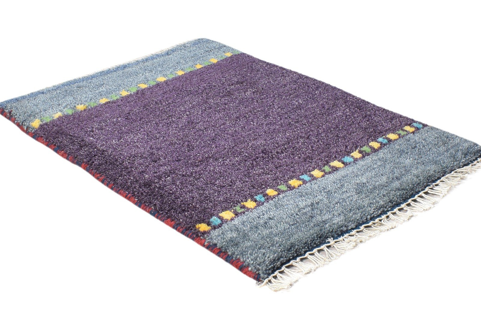 100% Wool Purple Rug 1X2 Tribal Hand Knotted Gabbeh Southwestern Small Carpet 7864508874901