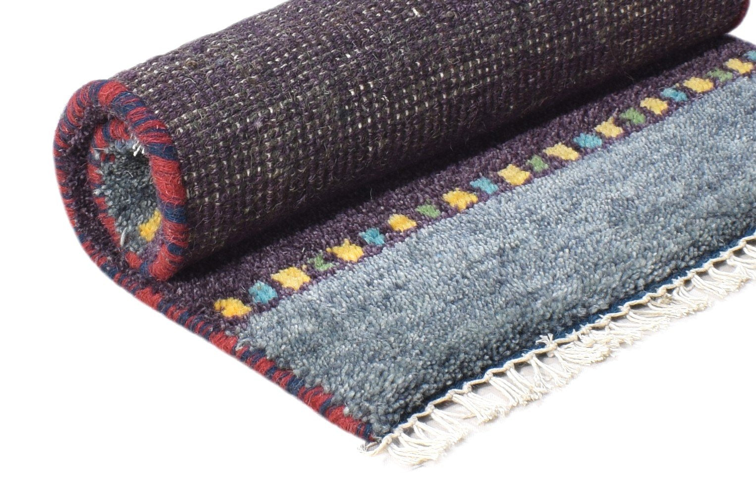 100% Wool Purple Rug 1X2 Tribal Hand Knotted Gabbeh Southwestern Small Carpet 7864508874901