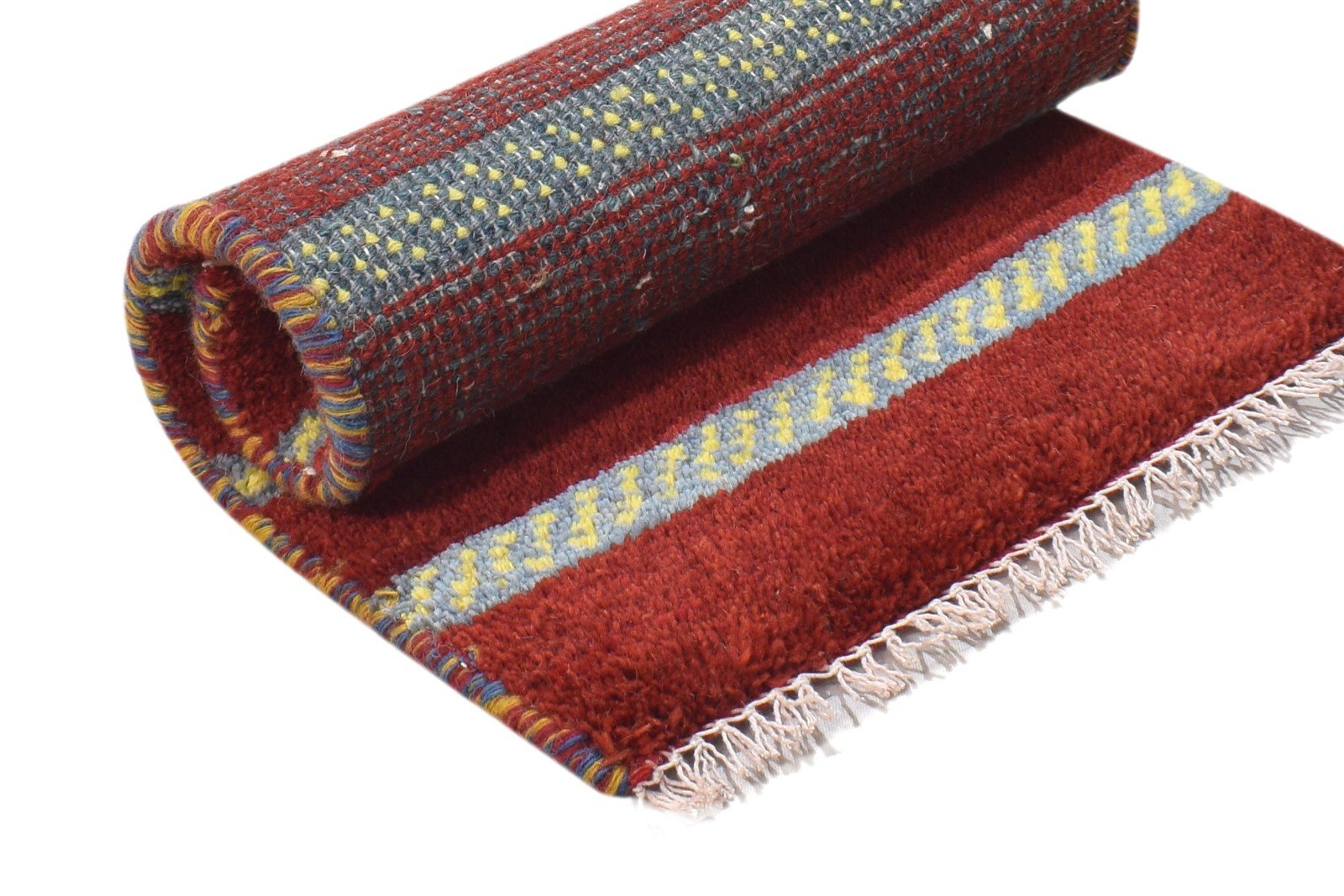 100% Wool Red Rug 1' X 2' Persian Hand Knotted Gabbeh Southwestern Small Carpet 7864203444373