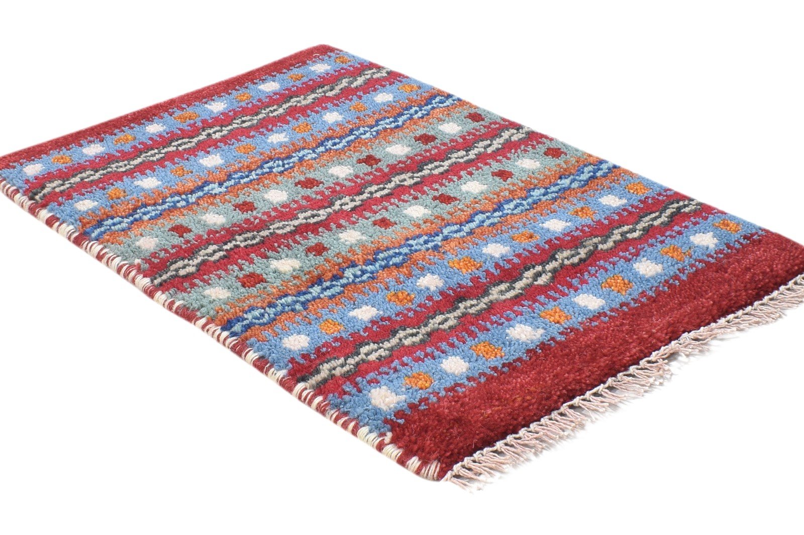100% Wool Red Rug 1' X 2' Tribal Hand Knotted Gabbeh Southwestern Small Carpet 7864498847893
