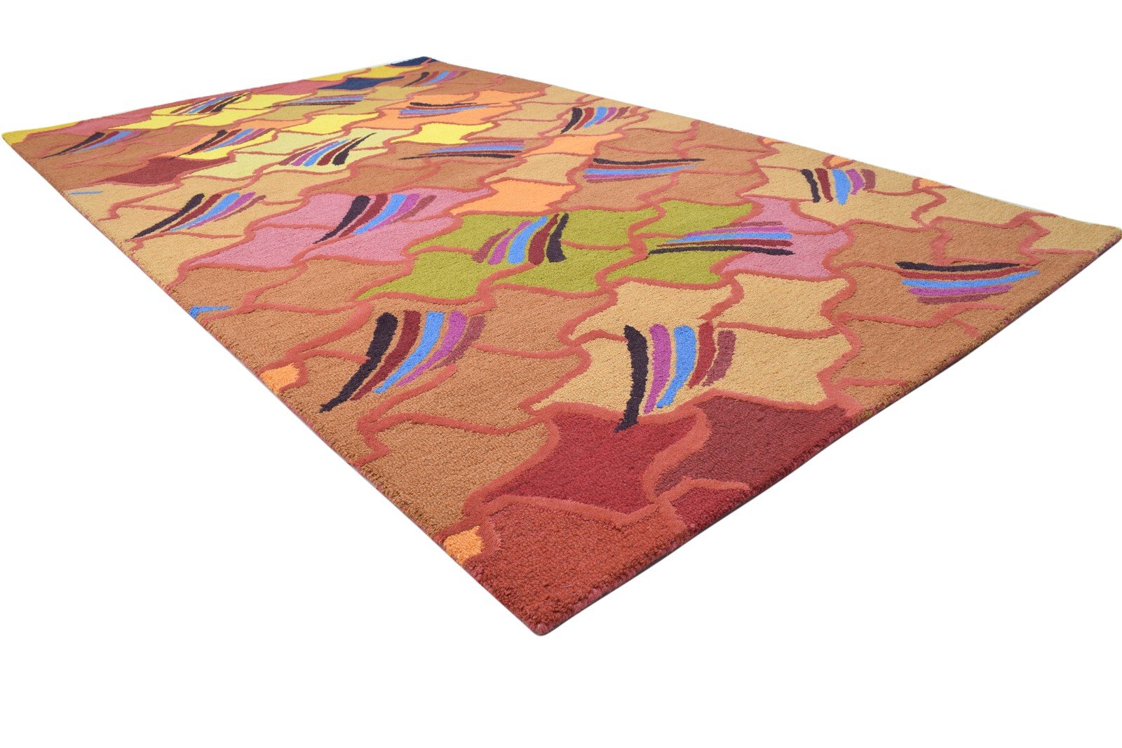 Karoly 100% Wool Red Rug 5' X 8' Modern Tufted Bohemian Abstract 7864490033301